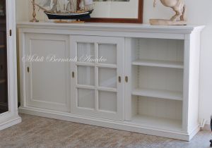 Credenza da soggiorno in legno con 3 ante scorrevoli a vetro finitura bianco